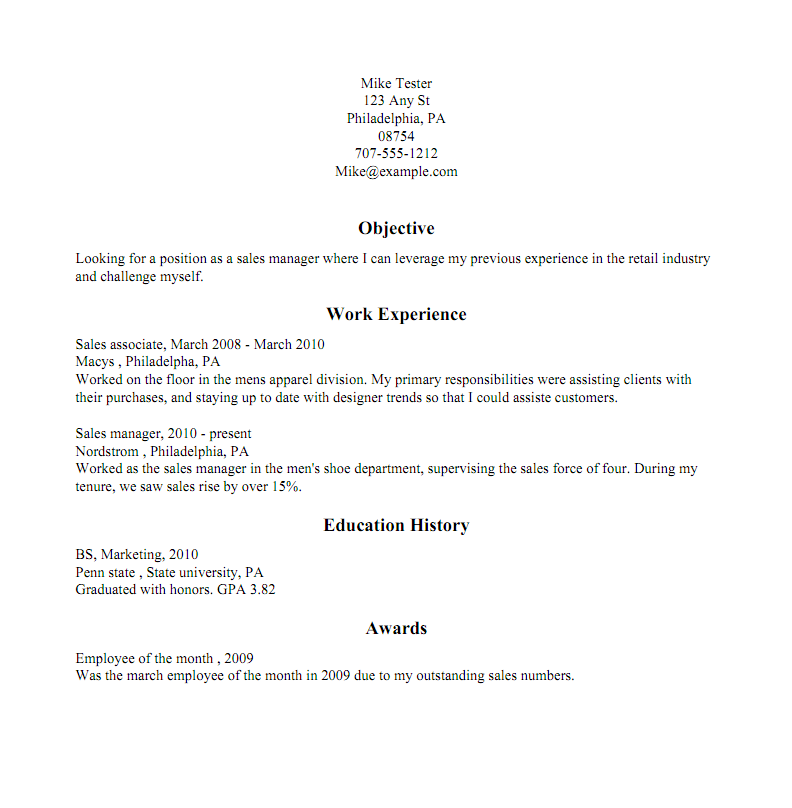 Traditional Resume Examples